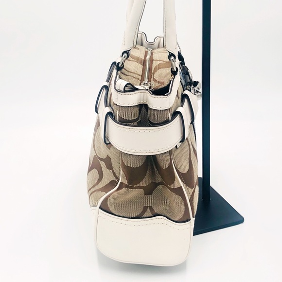 Coach Hamptons Signature Stripe Leopard Carryall Satchel Handbag - Picture 4 of 16